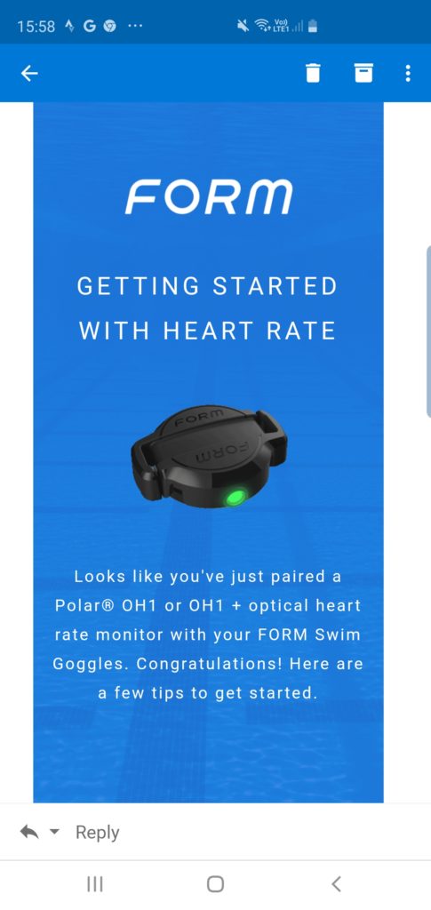 FORM Swimming Heart Rate Monitor Goggles with Polar